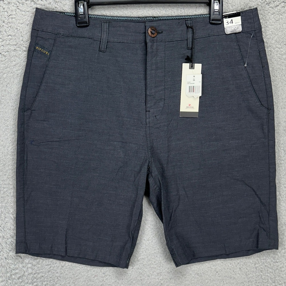 Rip Curl Men Khaki Shorts 34 Gray Tailored Flat Front Casual Stretch Pockets NEW